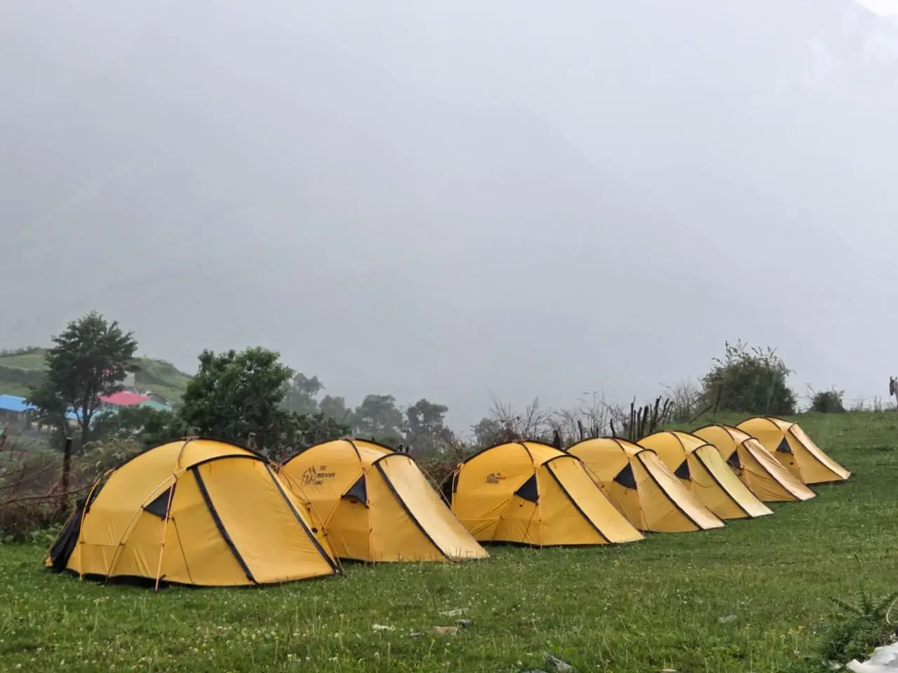Camping tents at Roopkund Trek campsite in Uttarakhand