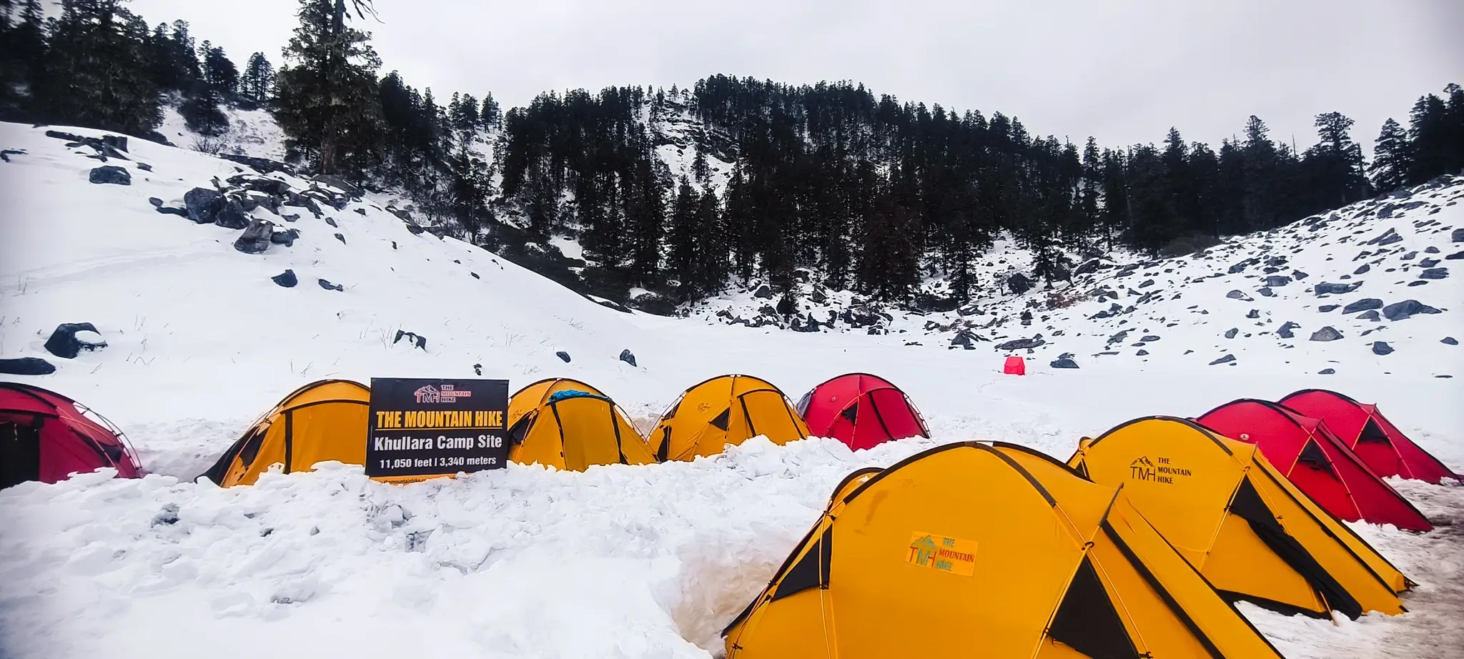 Kuari Pass Khulla Ra campsite covered in snow